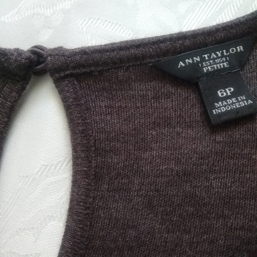 Ann Taylor wool asymmetric knit faux wrap - Picture 2 of 7